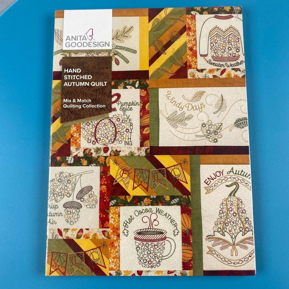 Anita Goodesign Hand Stitched Autumn Quilt Embroidery Design Machine CD
